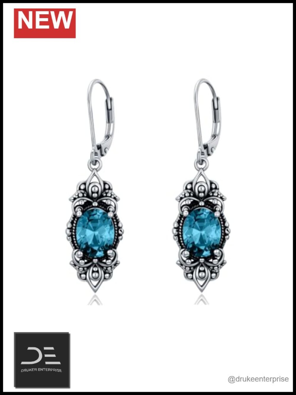 925 Sterling Silver Victorian Dangle Drop Earrings Vintage Women Gift